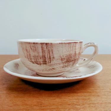 Metlox Vernonware Barkwood Cup and Saucer | MCM Retro | 1953-58 | Made in USA 