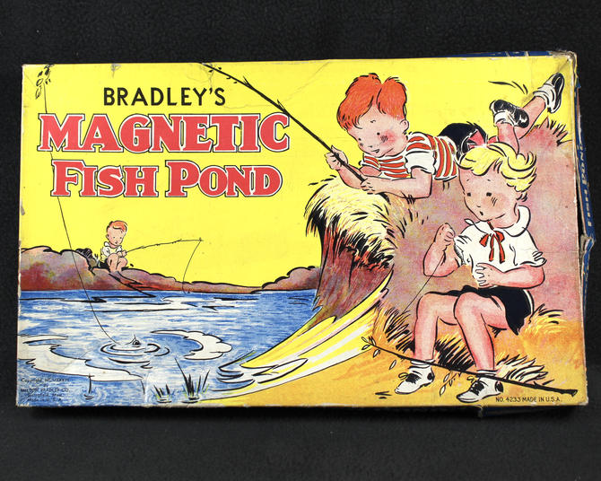 Bradley s Magnetic Fish Pond Game 1936 Antique Game Missing Fishing Pole And Magnet 