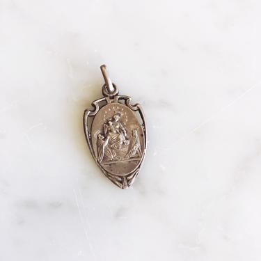 Vintage Italian Silver Madonna and Child Medal Pendant 
