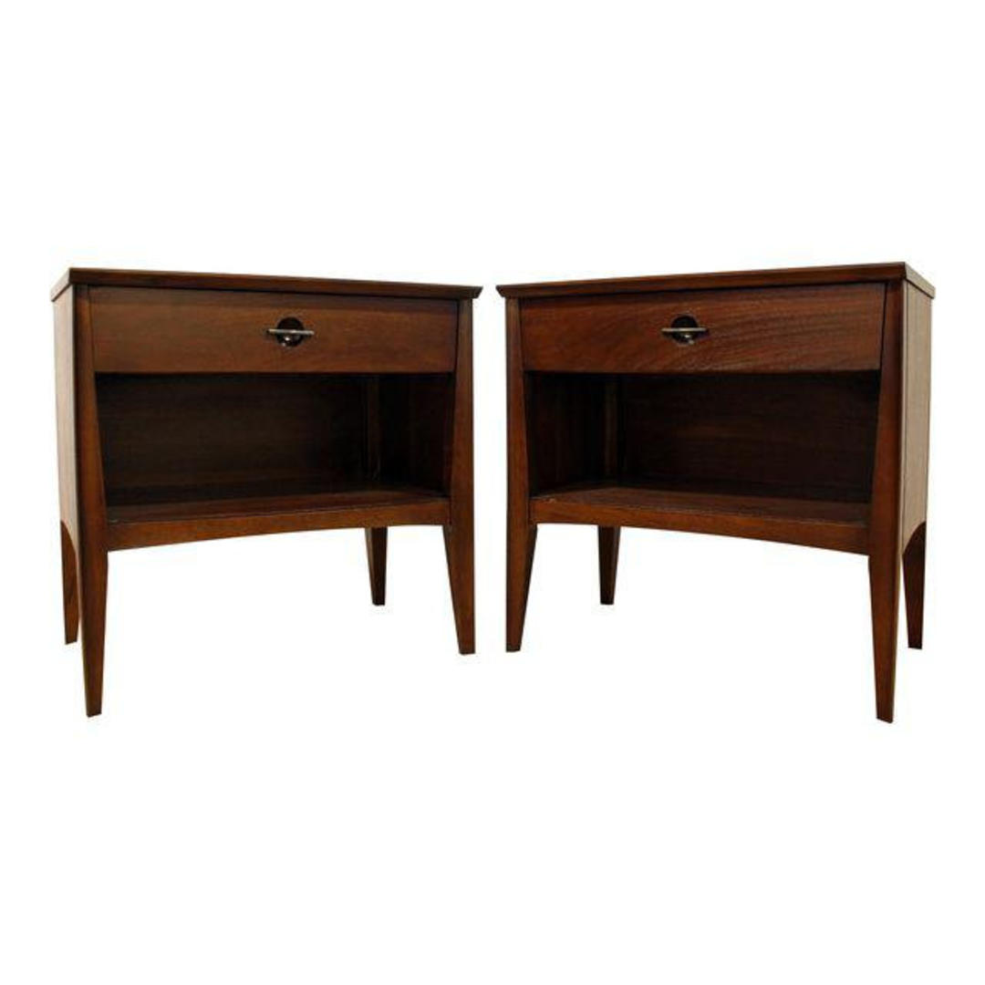 MidCentury Nightstands Danish Modern 1Drawer Walnut Nightstands/End