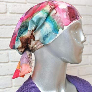 Vintage Hand Painted Watercolor Silk Scarf Rectangular Shaped Necktie Pocket square 