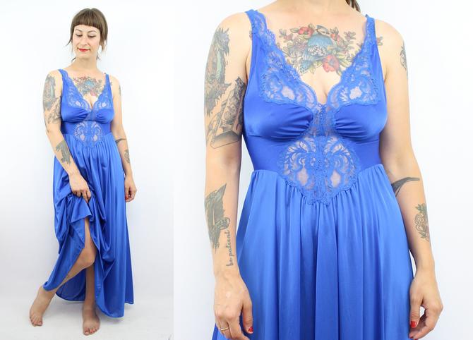 Vintage 70 39 S Blue Olga Lace Nightgown 1970 39 S Lingerie