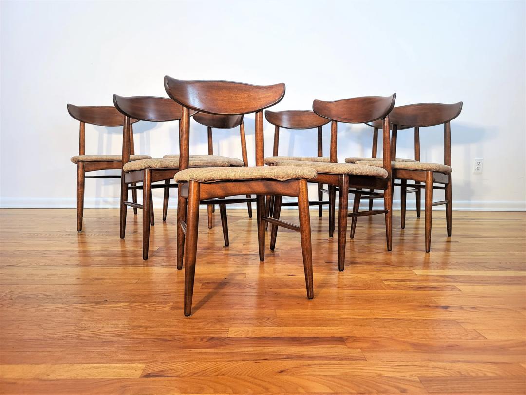 Mid Century Birchcraft Collection by Baumritter Set of Eight Dining