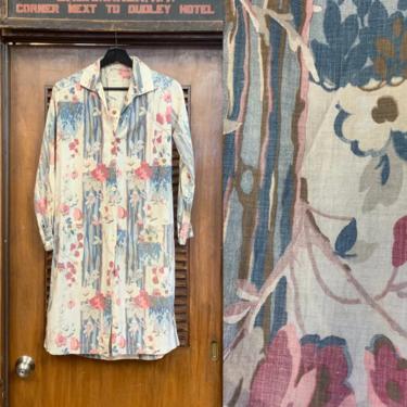 Vintage 1930's Floral Cotton Duster Coat, Vintage Clothing, 1930's Floral Cotton, Duster Coats, 1930's Day Dress, Vintage 1930's 