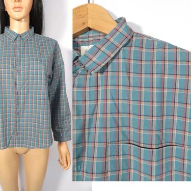 Vintage 80s Levis Deadstock Plaid Button Up Size Boys 16 Or Womens S 