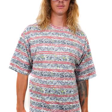 Oasis Grey & Red Striped 90s T