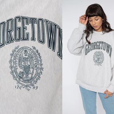 Georgetown Sweatshirt 90s University Shirt Graphic Washington DC College Grey Pullover Jumper Crewneck Vintage Extra Large XL 