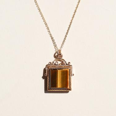 ANTIQUE ONYX + TIGER'S EYE SPINNER NECKLACE