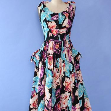 Nouveau Floral Apron Pocket Dress M