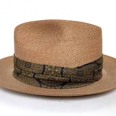 Vintage 1950s/1960s STETSON Straw Fedora ~ size 7 1/8  display picture 1
