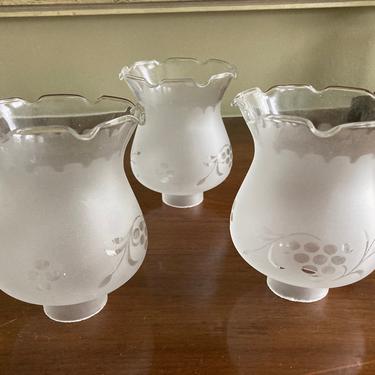 Three Frosted Etched Glass Shades 