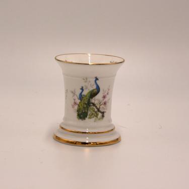 vintage Countess Bone China toothpick holder with peacock made in England 