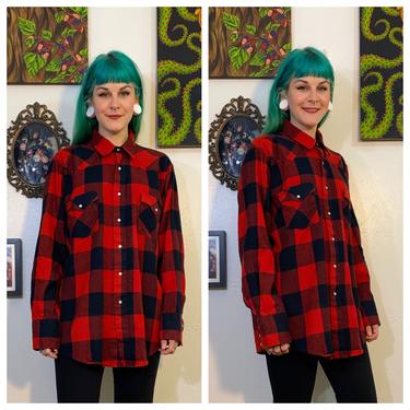Vintage 1970’s Red and Black Plaid Flannel 