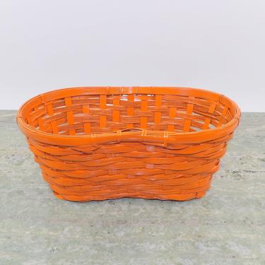 Atomic Fruit Basket Orange Veggie Bowl Wicker Painted Mid Century Modern Woven Weave Dining Room Centerpiece Bathroom Soaps French Gathering 