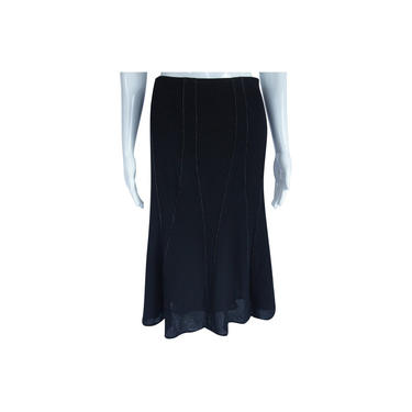 Philippe Adec Black Wool Silk-lined Trumpet Skirt 