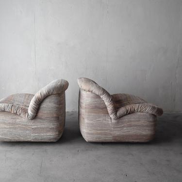 Pair of Post Modern Swivel Slipper Chairs 