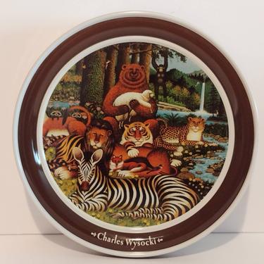 Vintage Charles Wysocki Print Wild Safari Jungle Animals Cookie Tin Collectible Tin 10&amp;quot; 