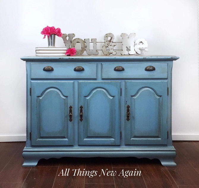 Blue Buffet Blue Sideboard Rustic Blue Buffet Farmhouse