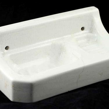 Antique White Porcelain Soap & Sponge Surface Mount Holder