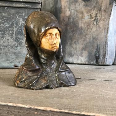 Antique French Nun Bust, Religious Statue, Plaster Sculpture, Unique One of a Kind, Artistic Rare Curiosity, Architectural Building Statue 