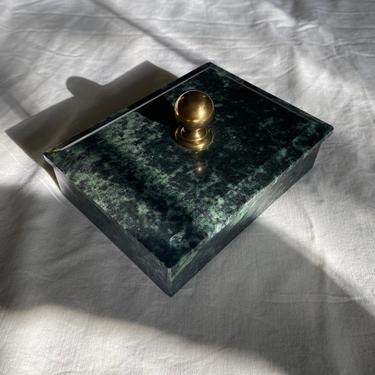 Green Marble &amp; Brass Container 
