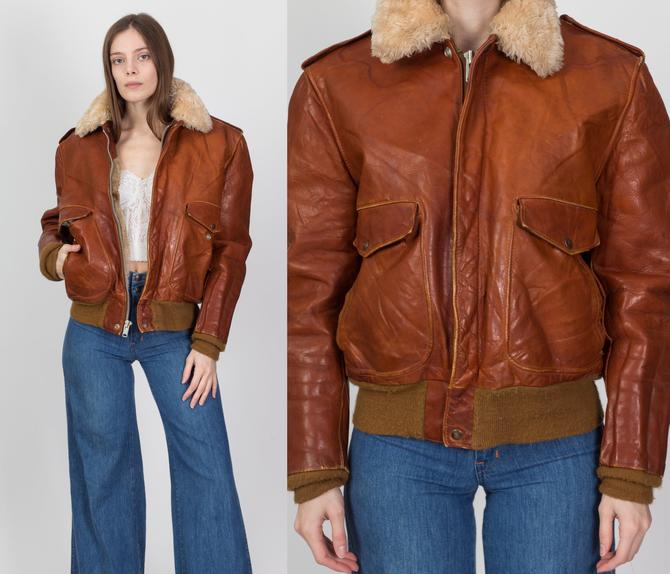 超激安 70s Schott Brown Leather Bomber Jacket - Size 42 | Vintage ジャケット・アウター