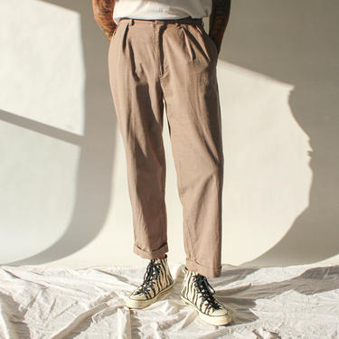 80s Tan High Waist Trousers - Small, 25.75