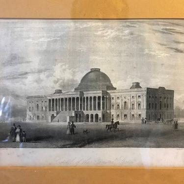 Antique 1830s Washington, DC Engraving of the Capitol by Brown &amp; Andrews 
