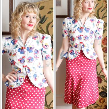 1930s Blouse // Fashion Frocks Cotton Peplum Blouse // vintage 30s blouse 