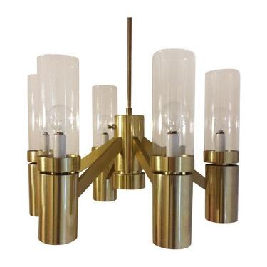 Brass 6 arm chandelier attributed to Sciolari by cestlavintage18