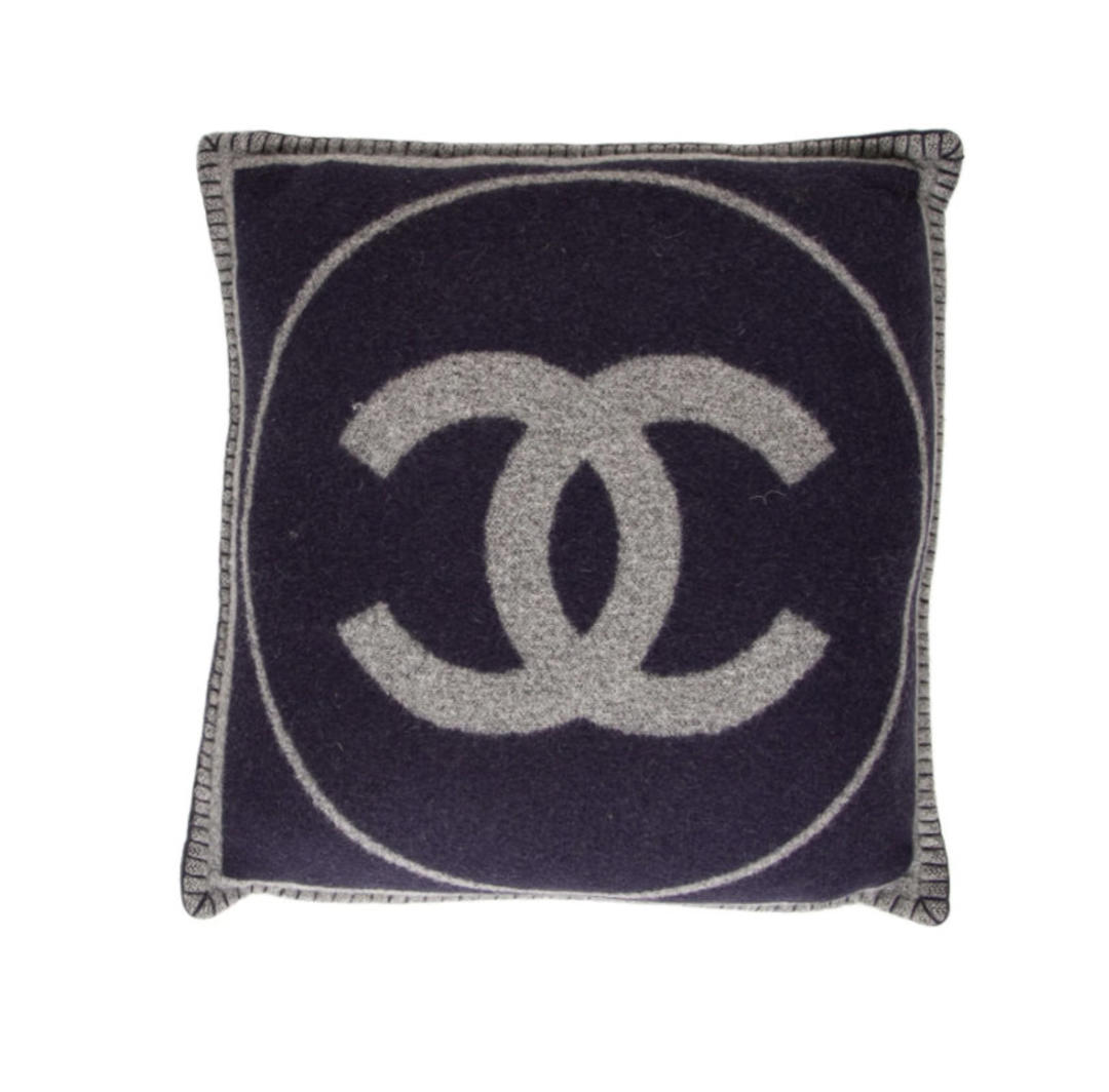 Vintage CHANEL CC LOGO Monogram Wool Cashmere Logo Large Throw, Moonstone  Vintage