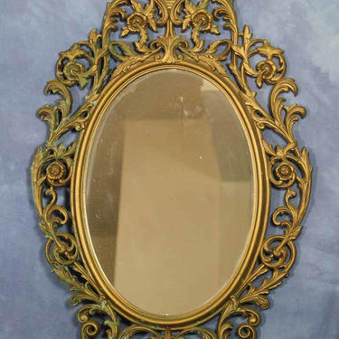 Large 34&amp;quot; Burwood Gold Plastic Mirror, Hollywood Regency Rococo 1960s 1970s 