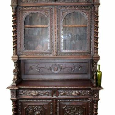 Antique Sideboard / Server, French Louis XIII carved oak buffet, 19th c ( 1800s
