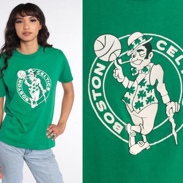 Boston Celtics Shirt Basketball T Shirt Vintage Shirt 80s TShirt Sports Shirt Vintage Graphic Tee Green Retro Small Medium 