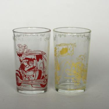 vintage flintstone jelly jar glasses set of two hanna barbera 1963 