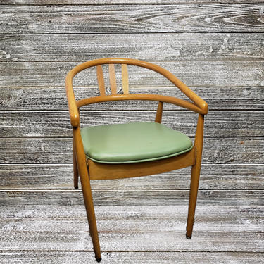 Vintage Thonet Bentwood Armchair, Danish Modern Original Childs Chair, Mint Green Padded Seat, Mid Century Modern, 1960s Vintage Furniture 