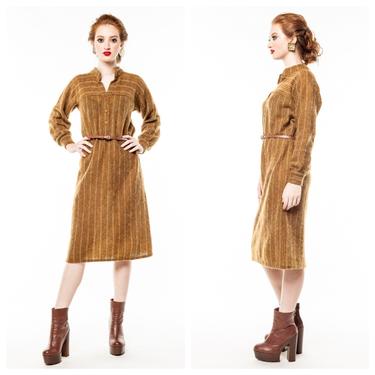 Vintage Missoni Dress/ Brown Tweed Dress/ Neiman Marcus/ 70s striped dress 