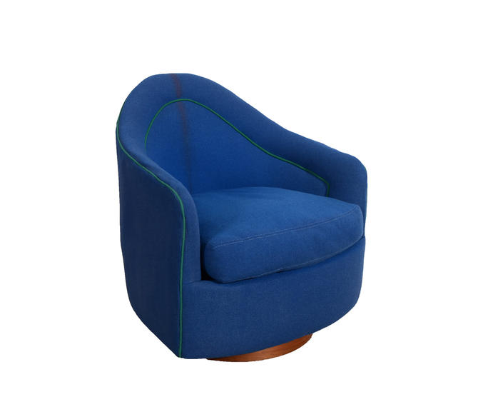 Milo Baughman Tub Chair Rocks and Swivels on Walnut Base Thayer Coggins Mid Century Modern by 