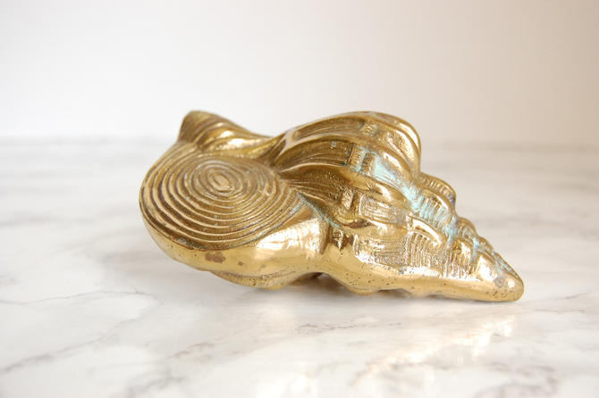 Brass Seashell - Brass Conch Shell - Vintage Brass Sea