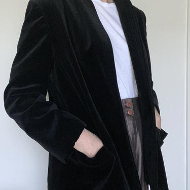 vintage velvet smoking jacket / sculptural velvet evening coat / velvet blazer 