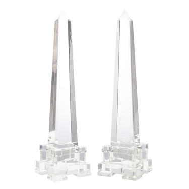 Pair of Large Solid Lucite Obelisks 1970s