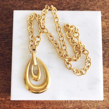 Vintage Gold Monet Pendant Chain Necklace 