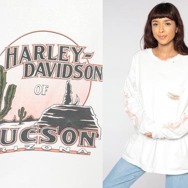 Harley T Shirt Y2K Shirt Tucson Arizona Tshirt Harley Davidson Shirt 00s Biker Tee Motorcycle Shirt Long sleeve White Extra Large xl 2xl xxl 