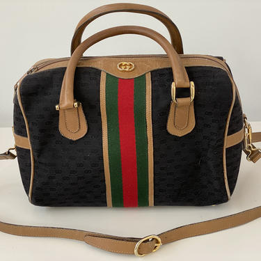 Vintage Gucci GG Monogram Suede Leather Backpack Black, Tokyo Roses  Vintage