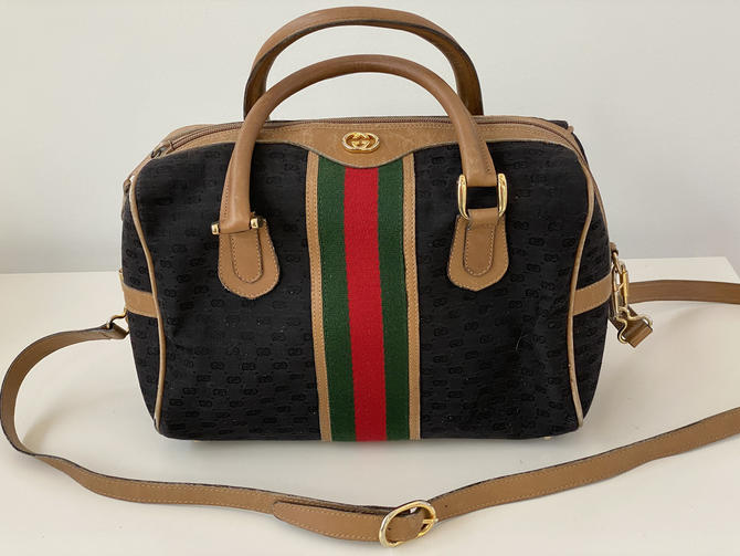 Vintage Gucci GG Satchel with Dark Brown Leather Trim - A World Of Goods  For You, LLC