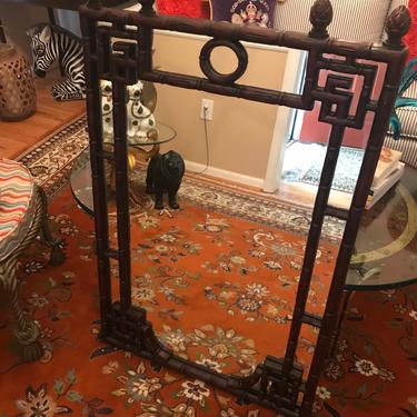 Large vintage faux bamboo mirror 
