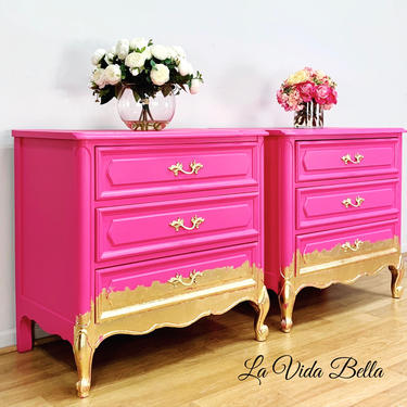 Hot Pink French Nightstands, French Chests, Side Tables, End Tables 