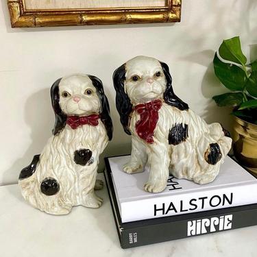Black & White Dog Statues, Pair of Pups 