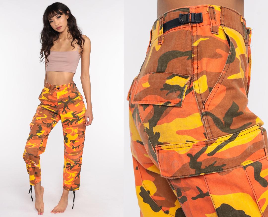 Orange Camo Pants Green Yellow CARGO Pants Military Combat Pants | Shop ...
