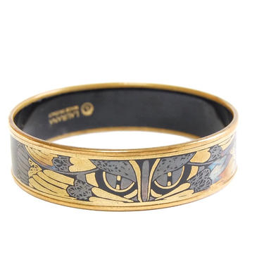 Laurana Enamel Owl Bangle Bracelet Vintage Jewelry Gothic Style Animal Spirits Made in Italy 